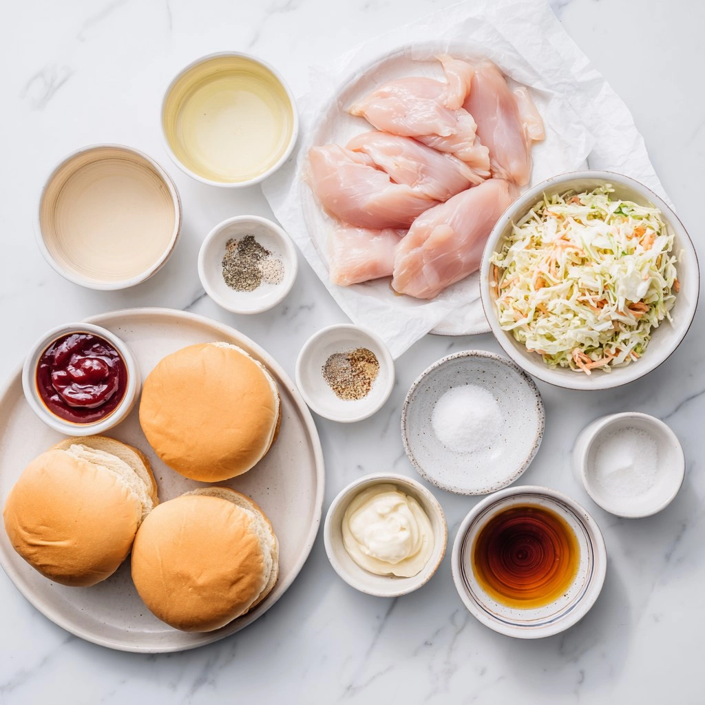 Pulled Chicken Sandwiches with Coleslaw