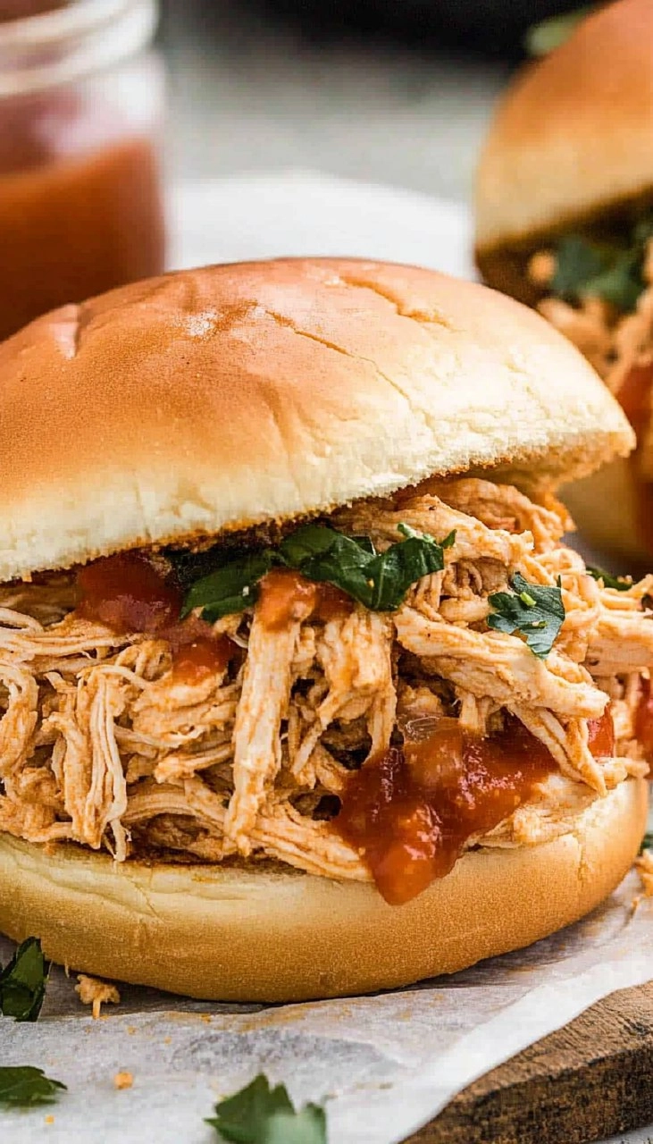 Pulled Chicken Sandwiches with Coleslaw