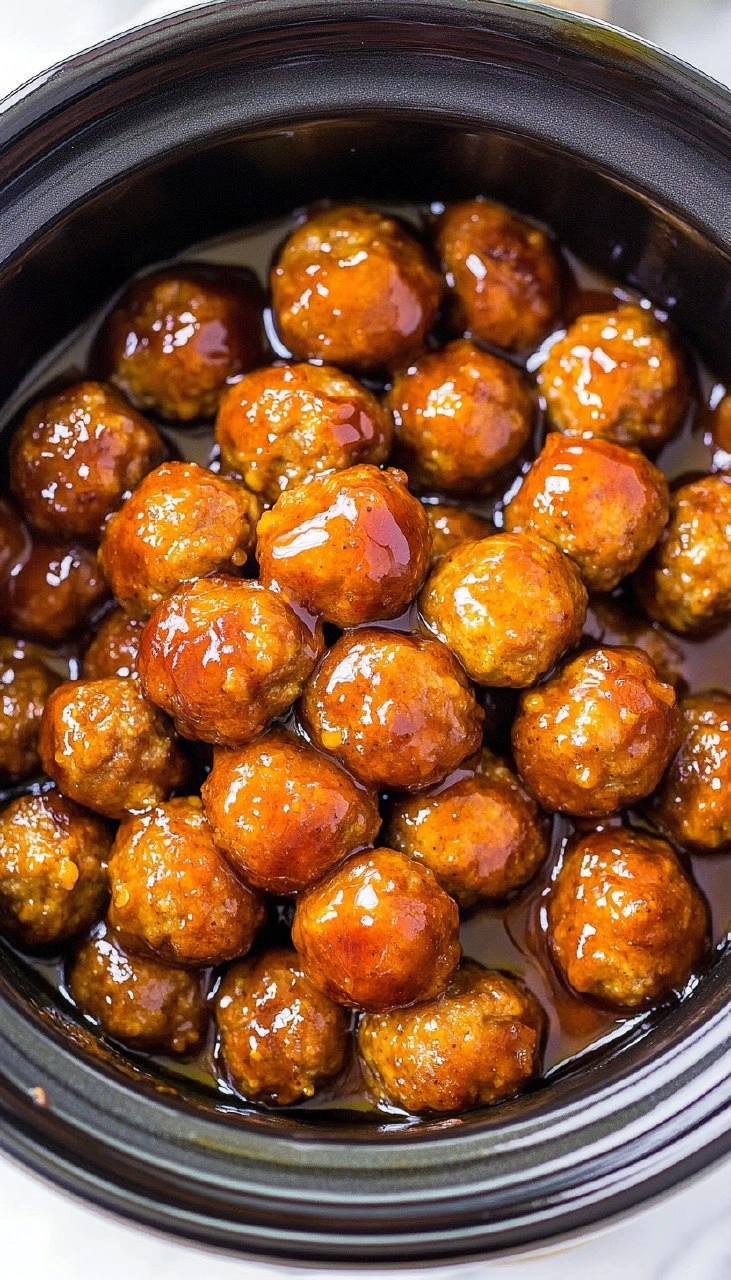 Slow Cooker Honey Bourbon Meatballs