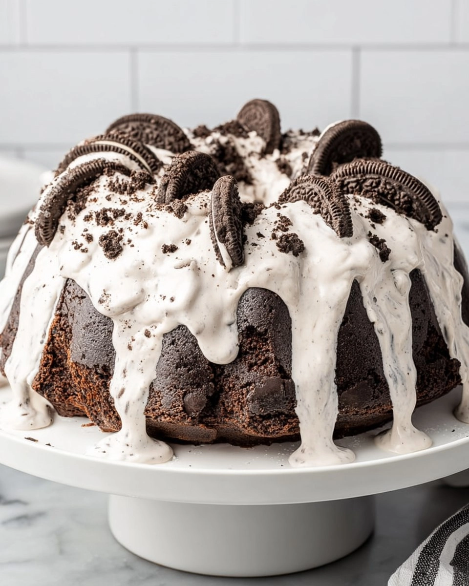 Cookies and Cream Bundt Cake with Oreos