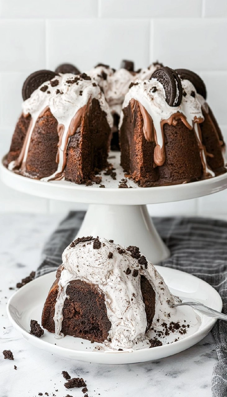 Cookies and Cream Bundt Cake with Oreos