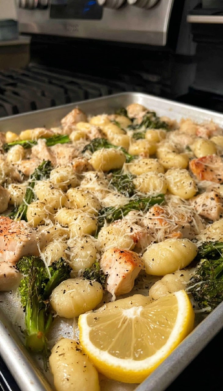 Sheet Pan Lemon Chicken Gnocchi Bake