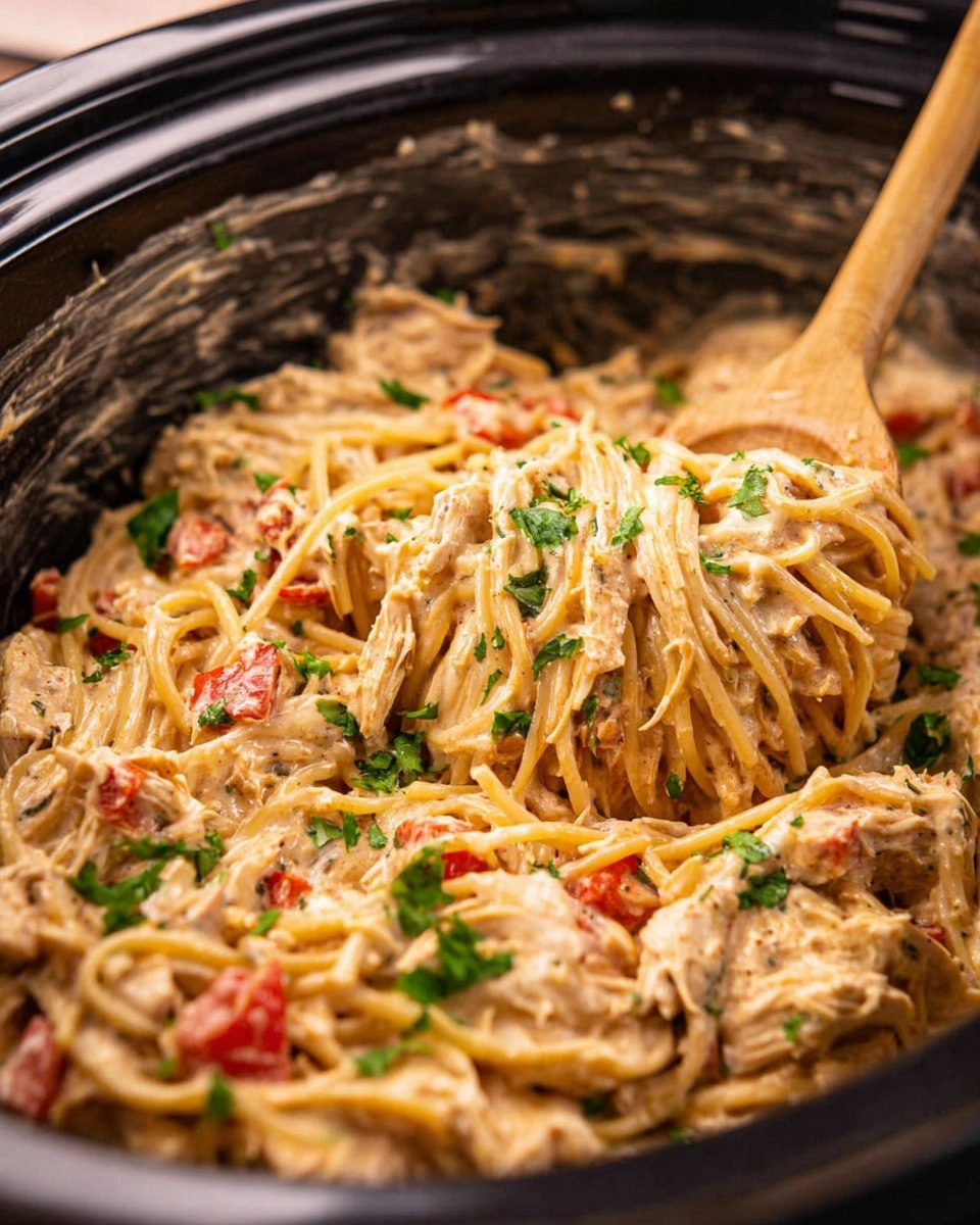 Slow Cooker Chicken Spaghetti (With Cream Cheese & Rotel) 80 Slow Cooker Chicken Spaghetti (With Cream Cheese & Rotel)