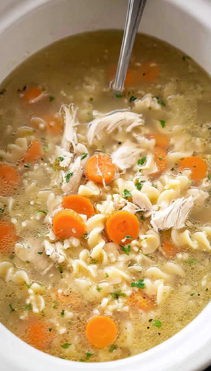 Slow Cooker Ground Chicken Noodle Soup