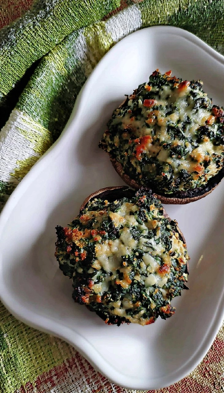 Cheesy Spinach Stuffed Portobello Mushrooms