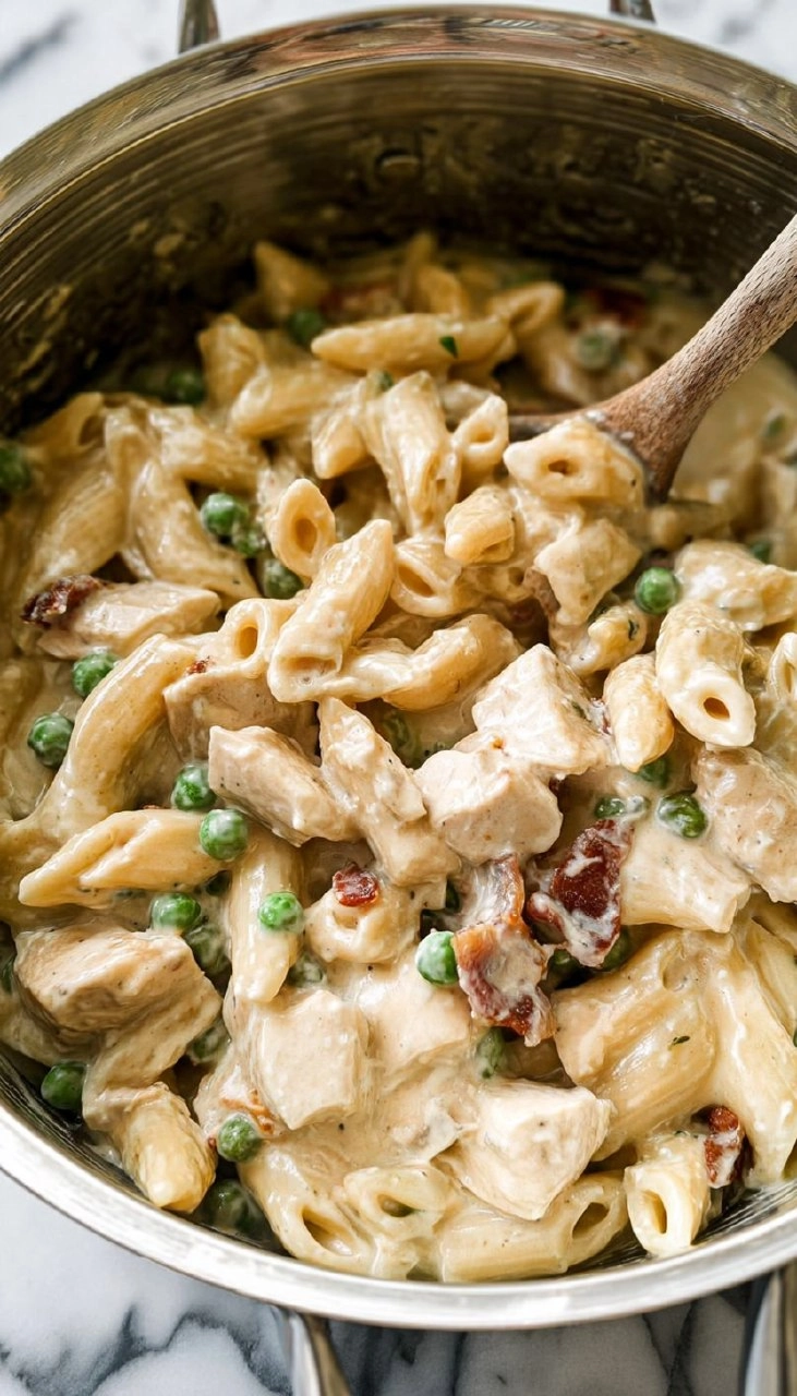 Chicken Pasta With Bacon and Peas 77 Chicken Pasta With Bacon and Peas