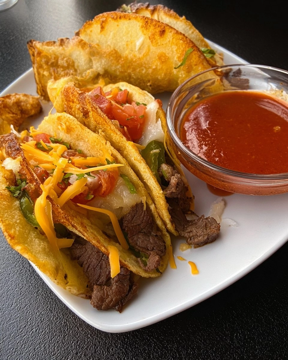 Crispy Cheese Steak Tacos