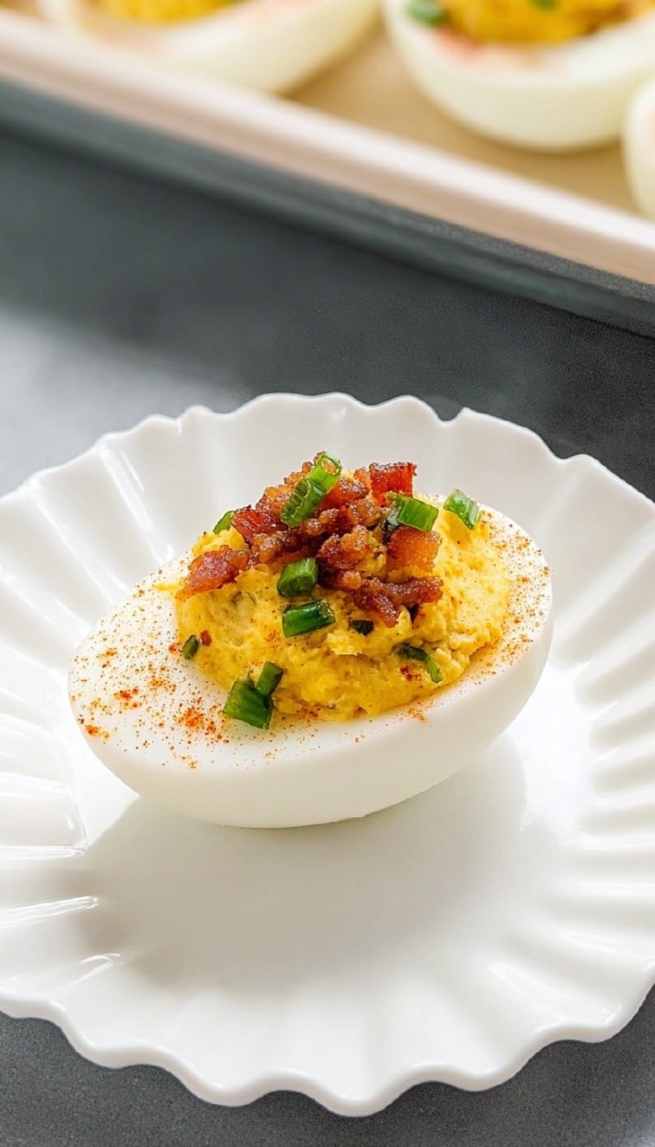 Deviled Eggs with Candied Bacon