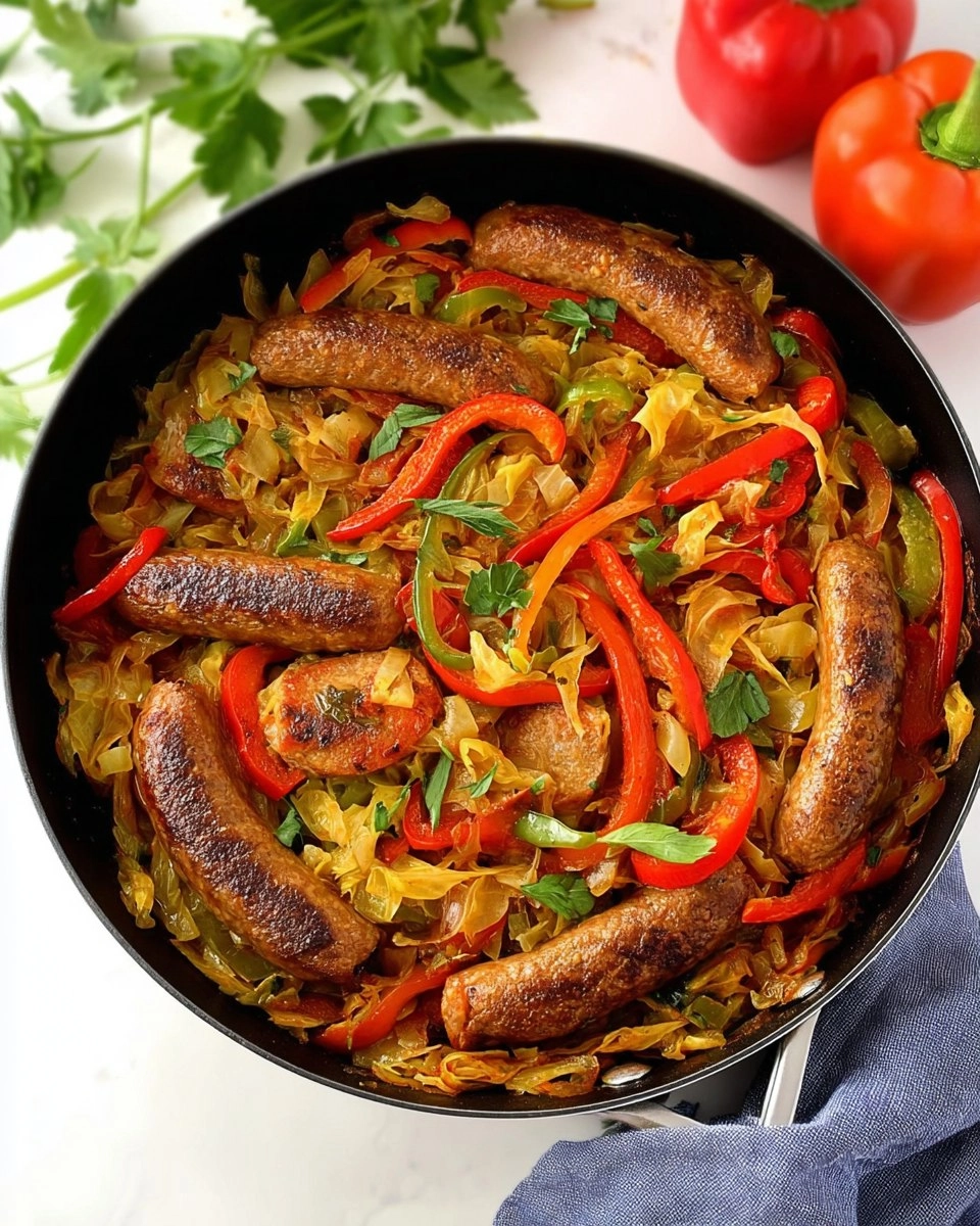 Italian Sausage and Peppers Cabbage Skillet