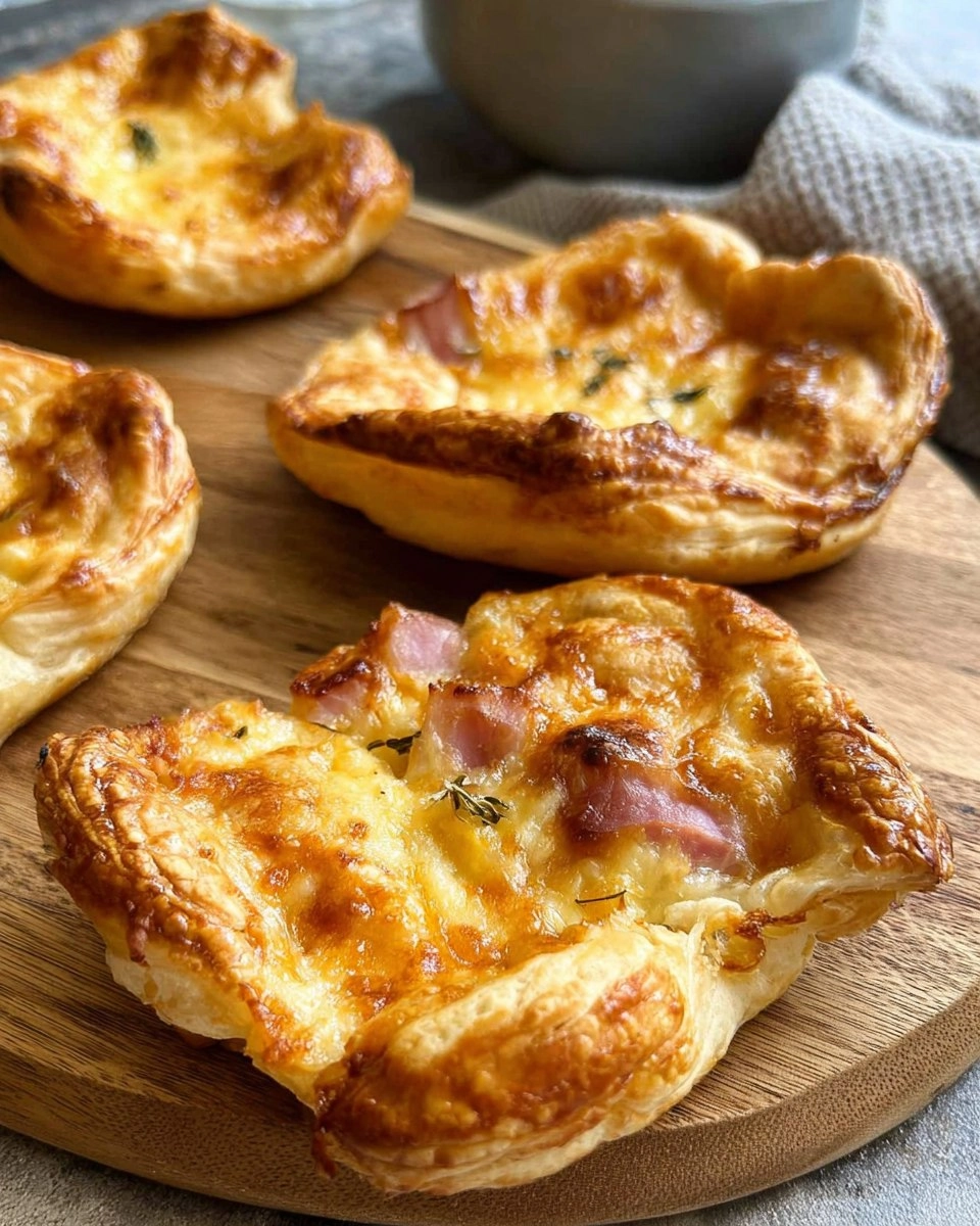 Savory Ham and Cheese Puff Pastry Tarts