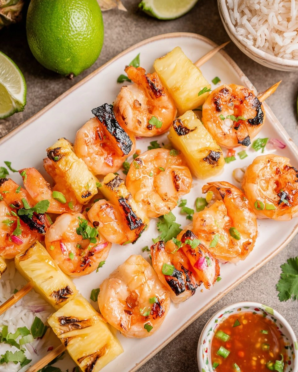 Sweet and Spicy Shrimp Pineapple Skewers