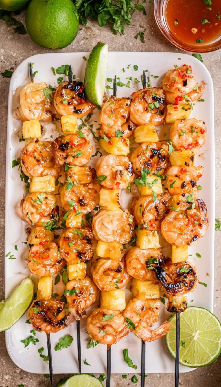 Sweet and Spicy Shrimp Pineapple Skewers